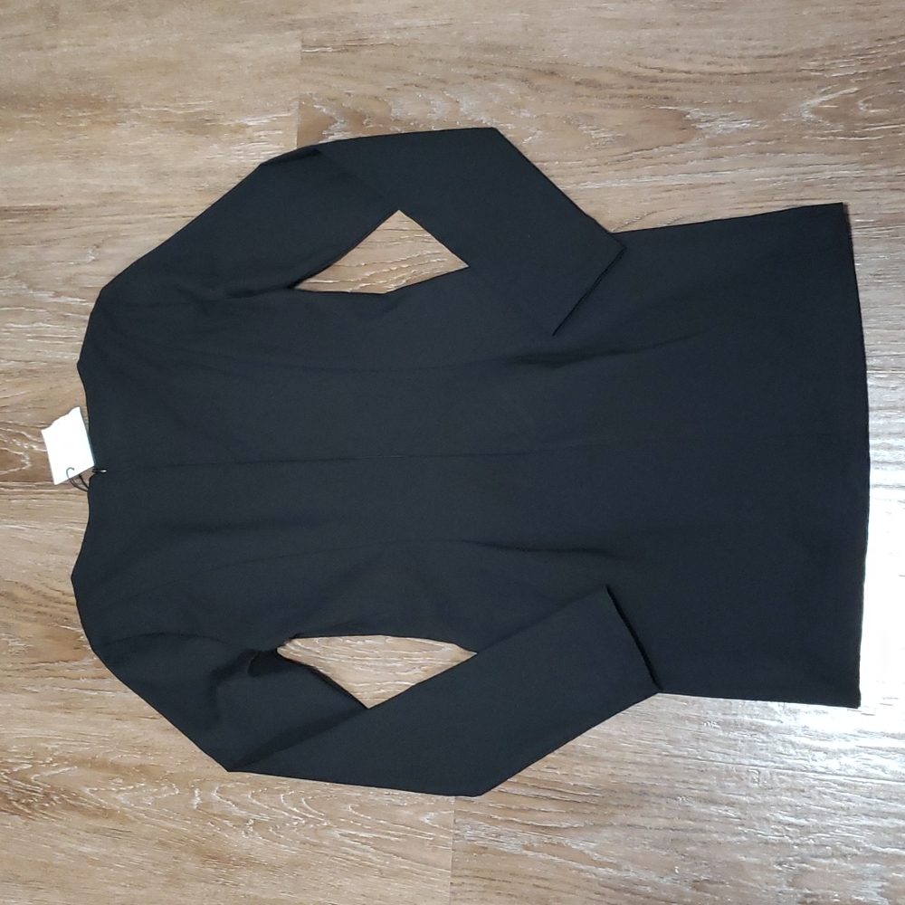 (L) NWT Zara Long Sleeve Deep V Neck Classic "Little Black Dress" Evening Night - Picture 13 of 13